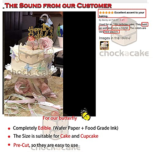 Chockacake Edible Wafer Paper Butterflies - Set Of 24 Purple Pink Green - Cake Decorations, Cupcake Topper #TOP3