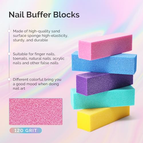 Image of MelodySusie 16Pcs Professional Nail Buffer Kit,Nail Files and Buffers,Nail Buffer Block,Nail Brush, Nail File Buffers Kit for Natural Nails,DIY,Home Use,Salon(100 /180 Grit)