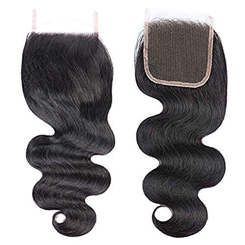 Image of TressedUp Hair Body Wave Closure 14 inch Lace Closure Brazilian 8A Unprocessed Body Wave Hair 4x4 Lace Closure Free Part Natural Black Color
