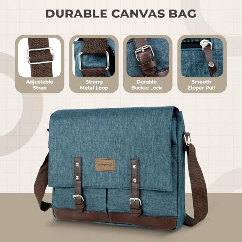 Image of Storite Laptop Messenger Bag for Men & Women - Water-Resistant Office Shoulder Bag with Multiple Pockets, Adjustable Strap & Leatherette Detailing (26 x 7.5 x 34 cm)