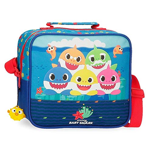 Baby Shark Happy Family Neceser Adaptable Con Bandolera Azul 23X20X9 Cms Poliéster