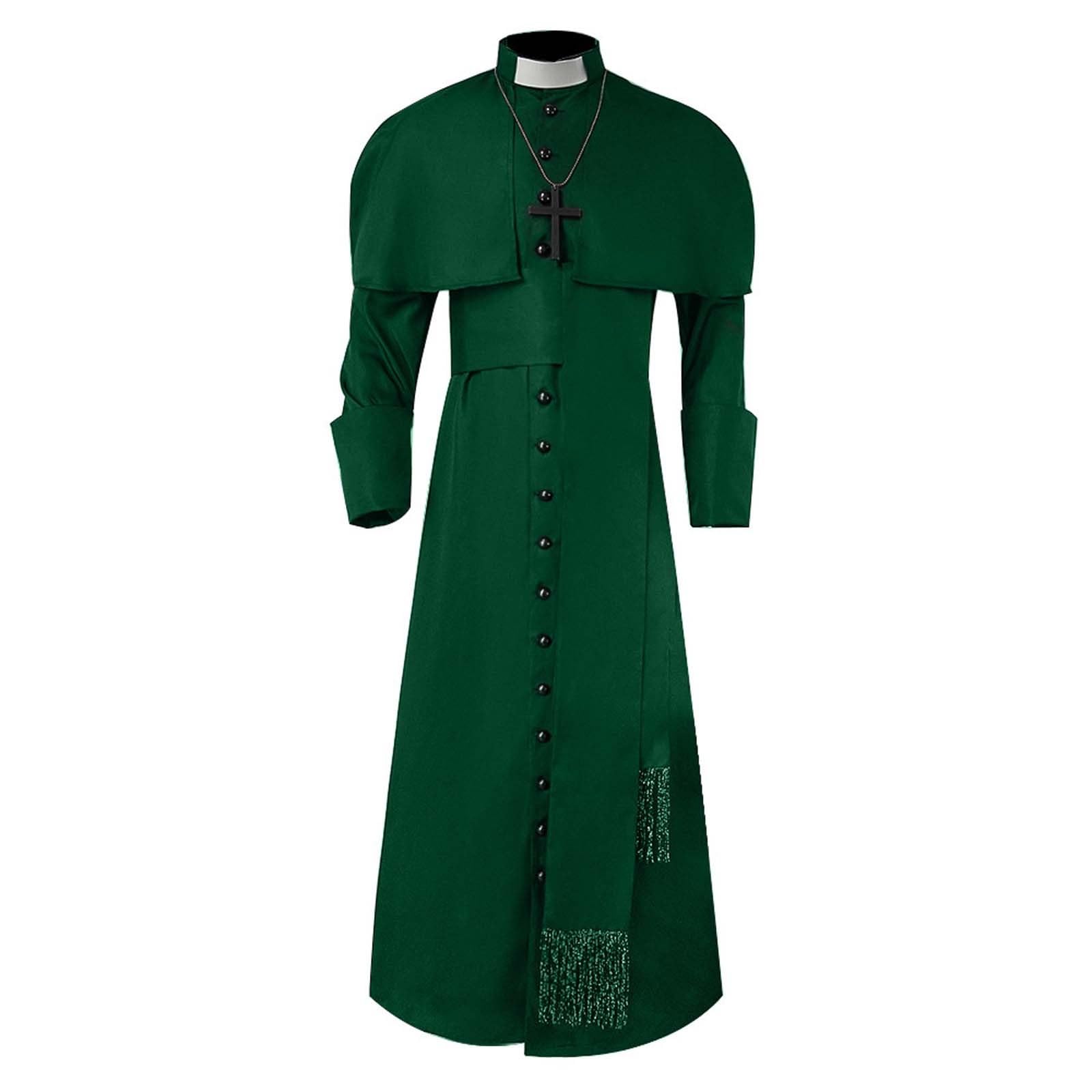MaNMaNing Costume Sacerdote Medievale Uomo Gotico Tunica Halloween Cosplay Chiesa Ruolo Travestimento per Feste e Carnevale Abito Prete Uomo