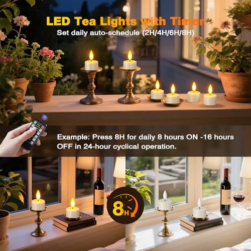 Image of Yme Waterproof Rechargeable Tea Lights with Remote,Magnetic Charger Base | Flameless Votive Candles with Timer,Battery Operated LED Flickering Tealights, Outdoor Pool Home Lantern Holiday Decor,6 PCS