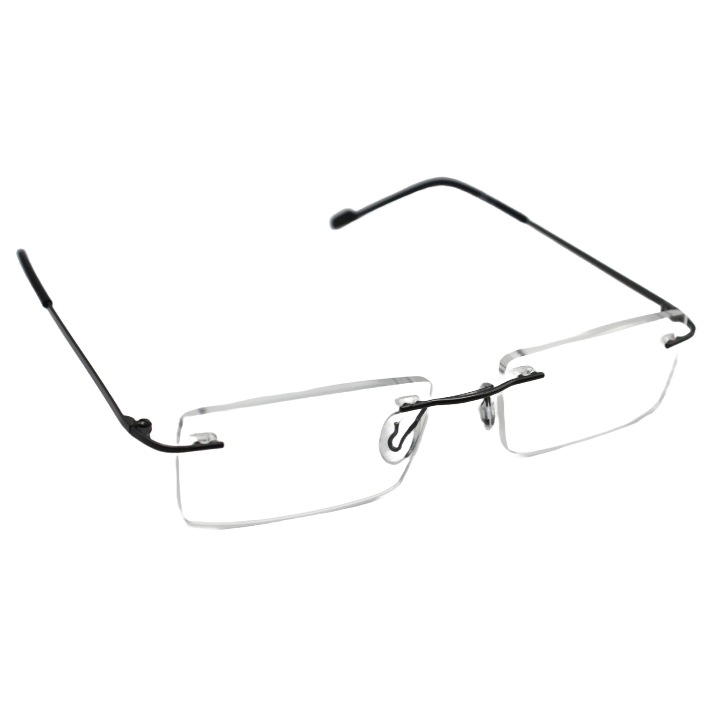Double Battery- MINISTER Rectangle Rimless Reading Glasses for Men and Women with Hard Case | Black +2.50 (B092DLXRPB) Amazon Price History, Amazon Price Tracker