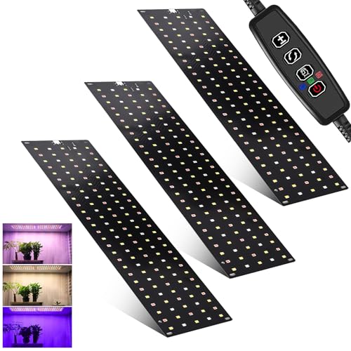 3 piezas Lámpara de cultivo, 405 LEDs Lámpara de Planta Espectro Completo con temporizador, Luces de crecimiento 10 niveles de brillo, 3 modos para plantas de interior
