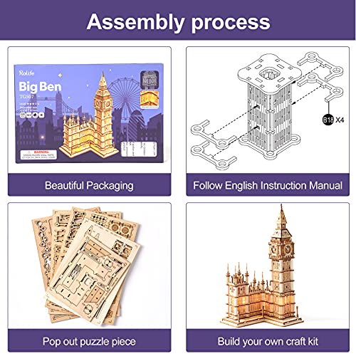 Rolife 3D Wooden Puzzles Big Ben Craft Model Kits For Adults To Build Birthday Gift For Family And Friends #TOP4