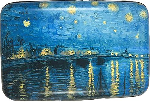 RFID Secure Armored Wallet - Modern, Blue, Unisex, Men, Young Adults, Tech-Savvy Individuals, Van Gogh