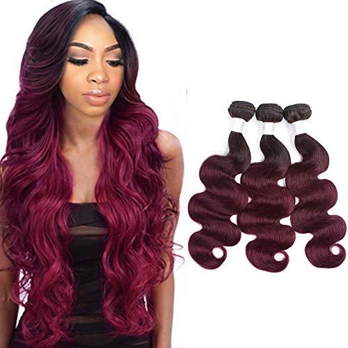 Human Hair Bundles Ombre 99j Brazilian Body Wave 3 Bundles Black Burgundy Ombre Bundles Virgin Hair Unprocessed Remy Hair For Women Cheap Ombre Burgundy 20 22 24 Inch