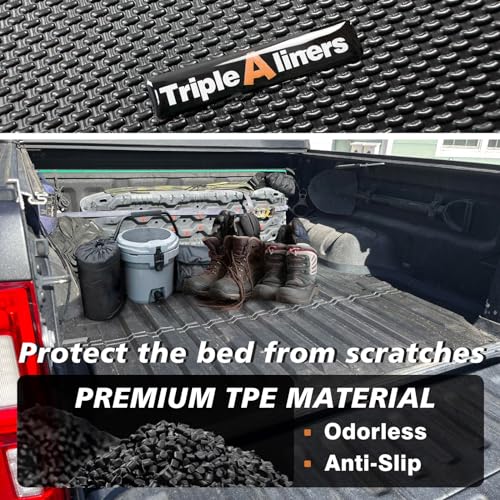 Image of TripleAliners Truck Mat Compatible with 2019-2023 Ford Ranger 5FT Accessories, Truck Bed Mat Heavy Duty Custom Fit All Weather Protection TPE Pickup Liner