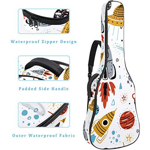 Housse de guitare imperméable en tissu Oxford avec bandoulière réglable Motif Space Rockets Planet - Les Beatles, Paul McCartney, John Lennon, RIngo Starr, George Harrison Housse de guitare imperméable en tissu Oxford avec bandoulière réglable Motif Space Rockets Planet – Image 5