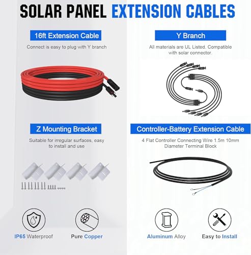 Eco-Worthy US-L02M100N-MCWMZBT-4 400 Watt 12 Volt Premium Solar Panel Kit :4Pcs 100W Solar Panel+ 40A Mppt Charge Controller+ Bluetooth Module+ Mounting Z Brackets, 400W 12V Solar Power Off Grid System For Home, Rv thumb #6