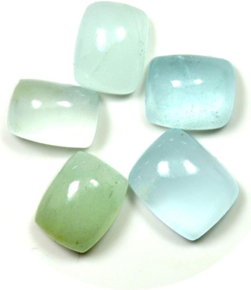 Genuine Aquamarine Cabochon March Birthstone 20Ct Loose Gemstone Lots 5 Pcs Cushion Wholesale