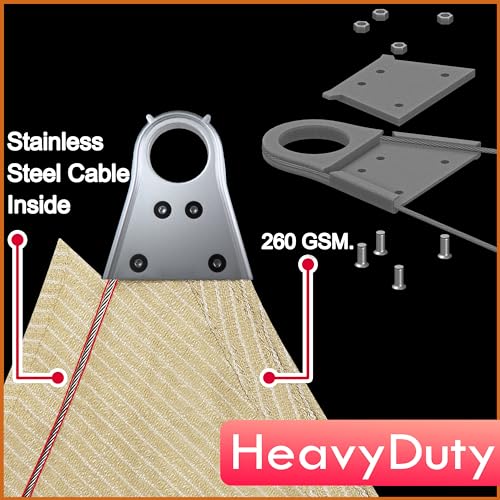 ColourTree Rectangle Beige 22' x 24' Super Ring Sun Shade Sail Canopy Structure, Super Durable Heavy Duty, Reinforced Corners, Edges & 260 GSM Permeable Fabric - Image 3