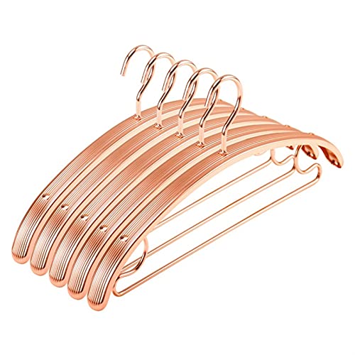 5 stycken förtjockad metall klädhängare aluminiumlegering klädhängare klänning med stora skåror Torra och våta hängande stöd for kläder /470(Rose Gold)