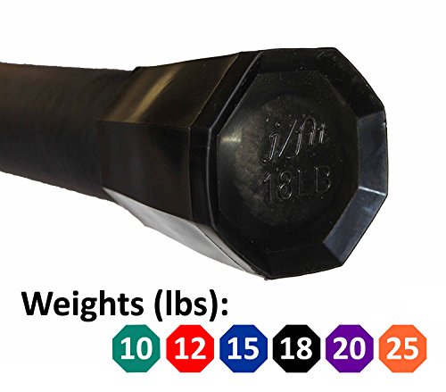j/fit Weighted Padded Bar / Sculpting Workout Bar / Exercise Bar (10lb, 12lb, 15lb, 18lb, 20lb, 25lb) - 4 Foot Long