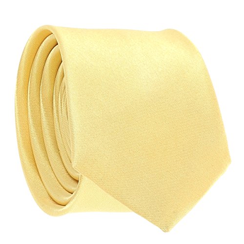 Cravate Fine Jaune pale - Cravate Homme Coupe Slim Moderne - 5cm à la Pointe - Couleur Unie - Accessoire Chemise pour Mariage, Cérémonie