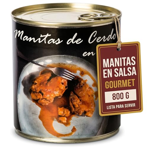 POLGRI Manitas de Cerdo en Salsa Conserva Manos de Cerdo Guisadas 800g Receta Tradicional La Mancha Colageno Natural Lista para Comer Casqueria Artesana Plato Preparado Cerdo Español