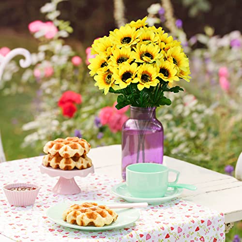 Lvydec Artificial Sunflower Bouquet, 2 Bunches Silk Sunflowers Fake Yellow Daisy Flowers With 32 Flower Heads For Home Party Wedding Decoration #TOP2