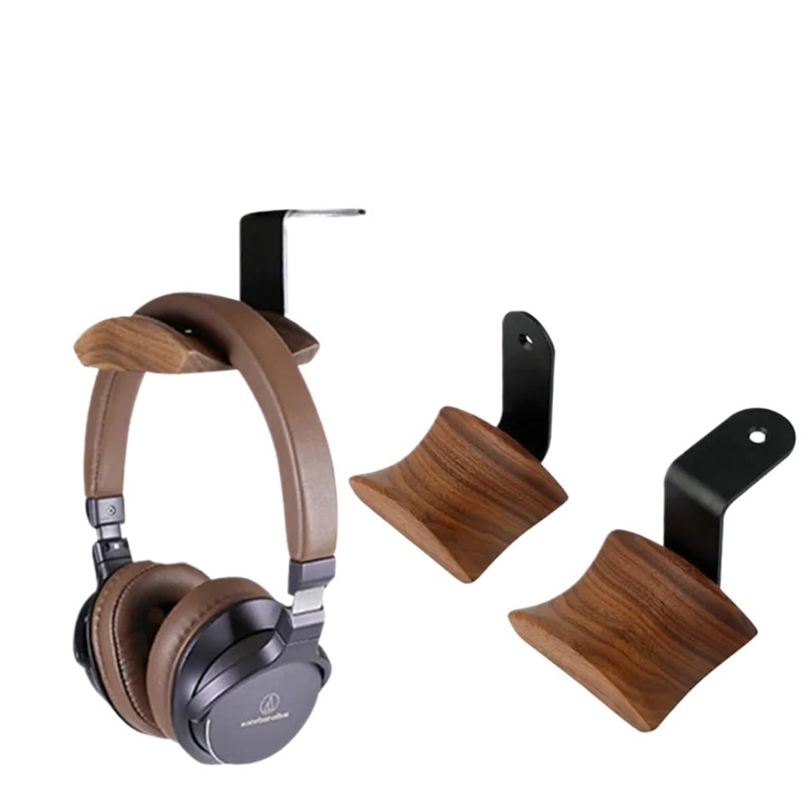 Supporto da parete per headset Supporto for cuffie in legno | Supporto universale for cuffie, espositore in metallo con gancio for cuffie montato a parete(Z- golden walnut)