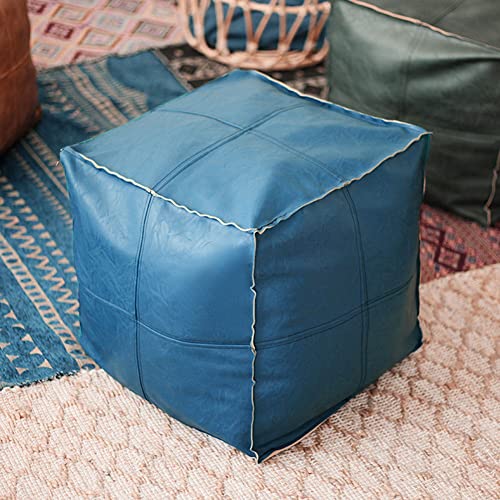 Repose-pieds simple housse de pouf cuir carré pour petit salon - 2