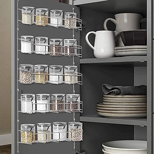 Spice Rack Wall Mounted, 5 tier Large Wall Spice Rack Organizer Spice Rack Cupboard Hanging Spice Rack Over Door Spice Rack for keeping Kitchen Organized, Chrome-plated Iron, 55.1lb
