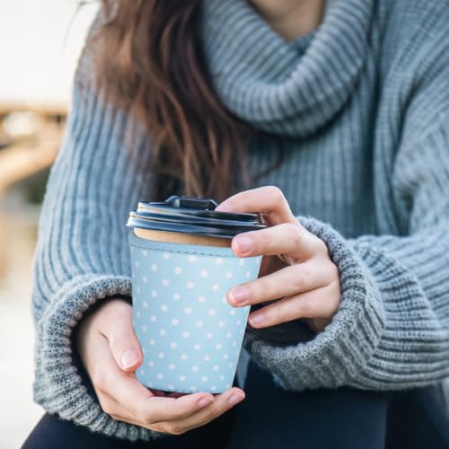 Image of Reusable Insulated Sleeve for Iced Coffee Cup, 3-Pack Coffee Neoprene Drink Sleeve for Cold & Hot Drinks, Beverage Holder for Iced Coffee (Aqua Dots)