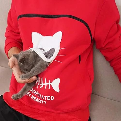 Miniatura 15 de Sudadera con capucha para transportar mascotas para hombre y mujer, con soporte para cachorros y gatitos, sudadera con bolsa de animales, sudadera