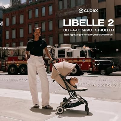 Cybex Libelle 2 Travel Baby Stroller - Lightweight Carry-On Travel Stroller for Airplane with One-Hand Recline, Compatible with CYBEX Car Seats, Dark Blue