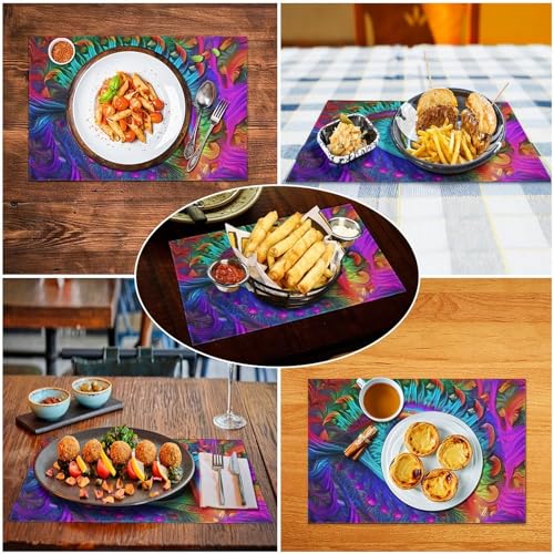 Lot de 4 sets de table en PVC lavables pour intérieur et extérieur
