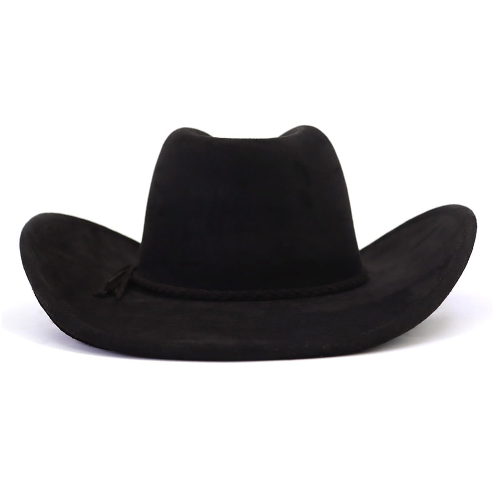 Cappello da cowboy occidentale per donne e uomini classici Fedora cappelli a tesa larga in pelle scamosciata cappello da cowboy per le donne con fibbia cintura