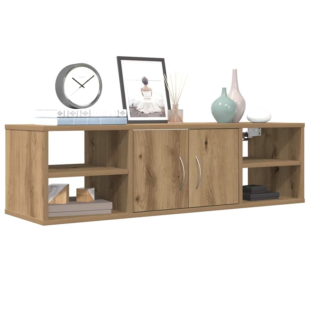 Wandschrank Artisan-Eiche aus Holzwerkstoff, 101x30x29 cm, schwebendes Regal mit hoher Tragkraft (60 kg) für Küche, Bad und Wohnzimmer