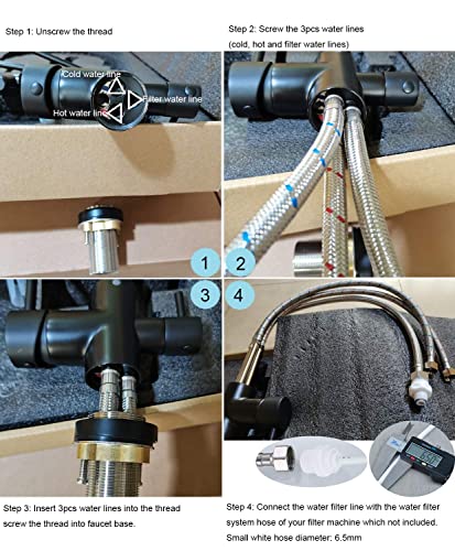 Delle Rosa Kitchen Faucet, 3 Way Drinking Water Faucet, 3 In 1 Water Purifier Faucets, High Arc And Dual Handles Commercial Kitchen Faucet Brushed Gold #TOP5