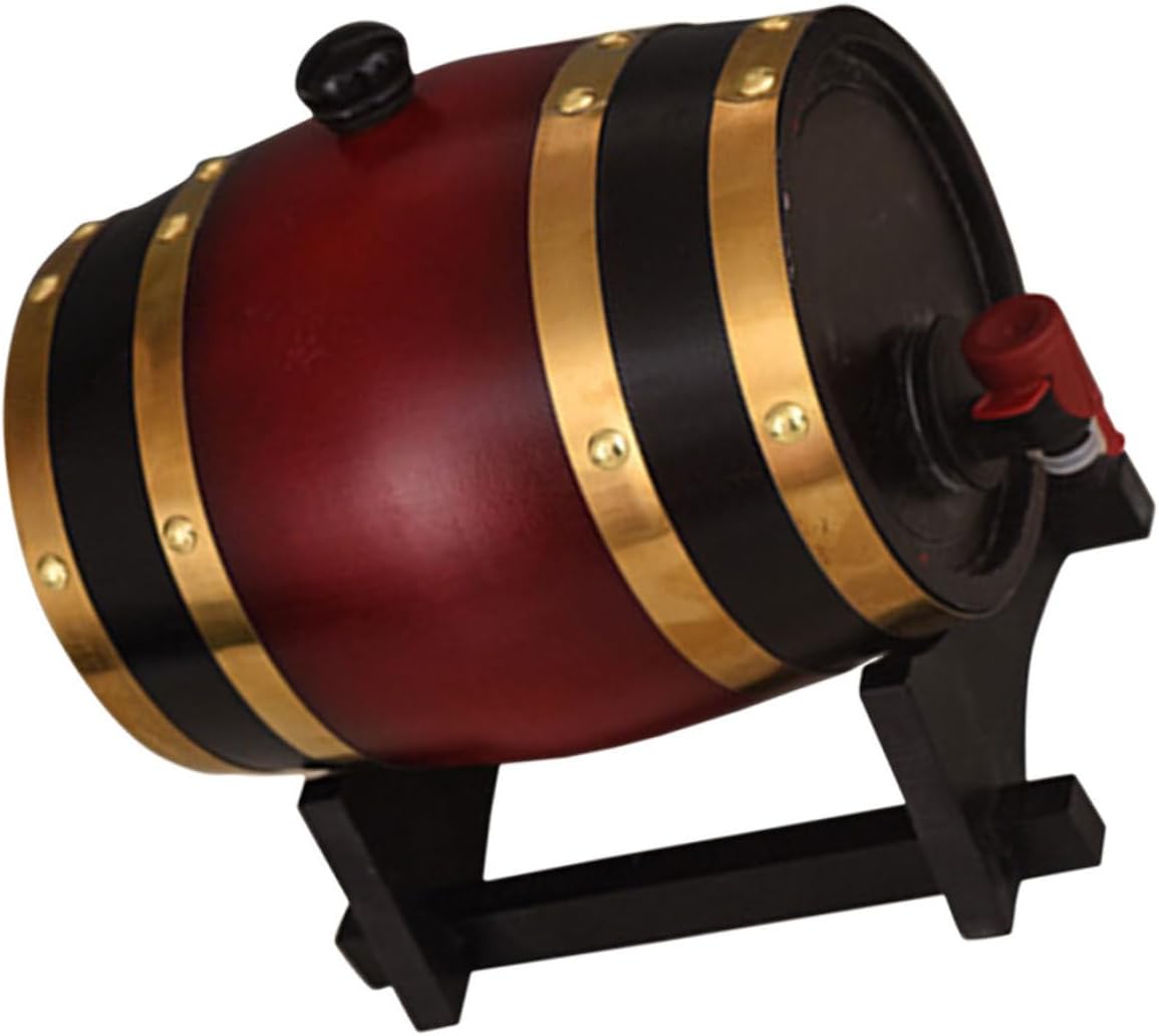 Vintage Wooden Beer Barrel Practical Oak Wine Container with Stand for Home Bar Dining Present for Wine Lovers