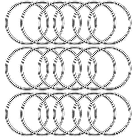Fanshiontide 100 Pcs 25mm Diameter Key-Ring Sliver Stainless Steel Rings Craft Split Rings for Office Home Keys Organization and Car Home Keys Attachment Cover
