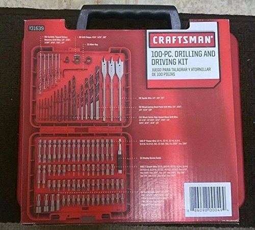 Craftsman 100-Pc Accessory Set Drill Bit Driver Screw Tools Kit Case 31639, New, #TOP5