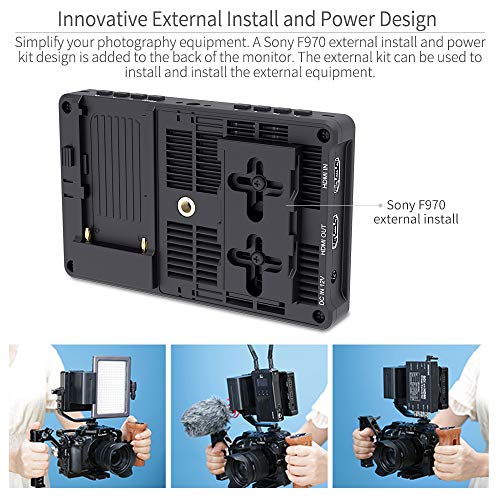 Image of FEELWORELD F5PROV4 6 Inch Video Camera Monitor Touch Screen DSLR HDMI Field Monitor with External Kit Install The Equipment IPS FHD1920x1080 4K HDMI Input Output 5 V Type c Input