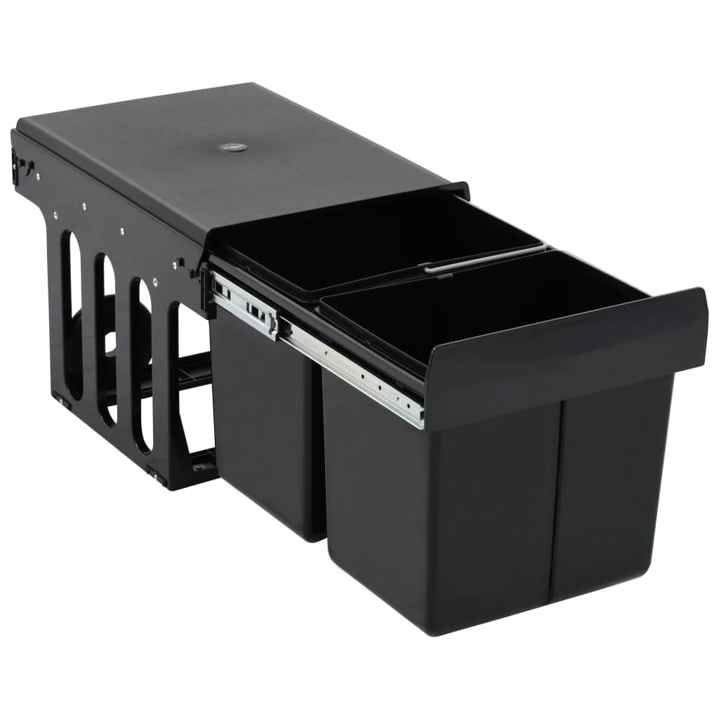 vidaXL Abfallbehälter für Küchenschrank Ausziehbar Soft-Close Abfallsorter Küchen Einbau Abfalleimer Abfallsammler Mülltrenner Mülleimer 36L