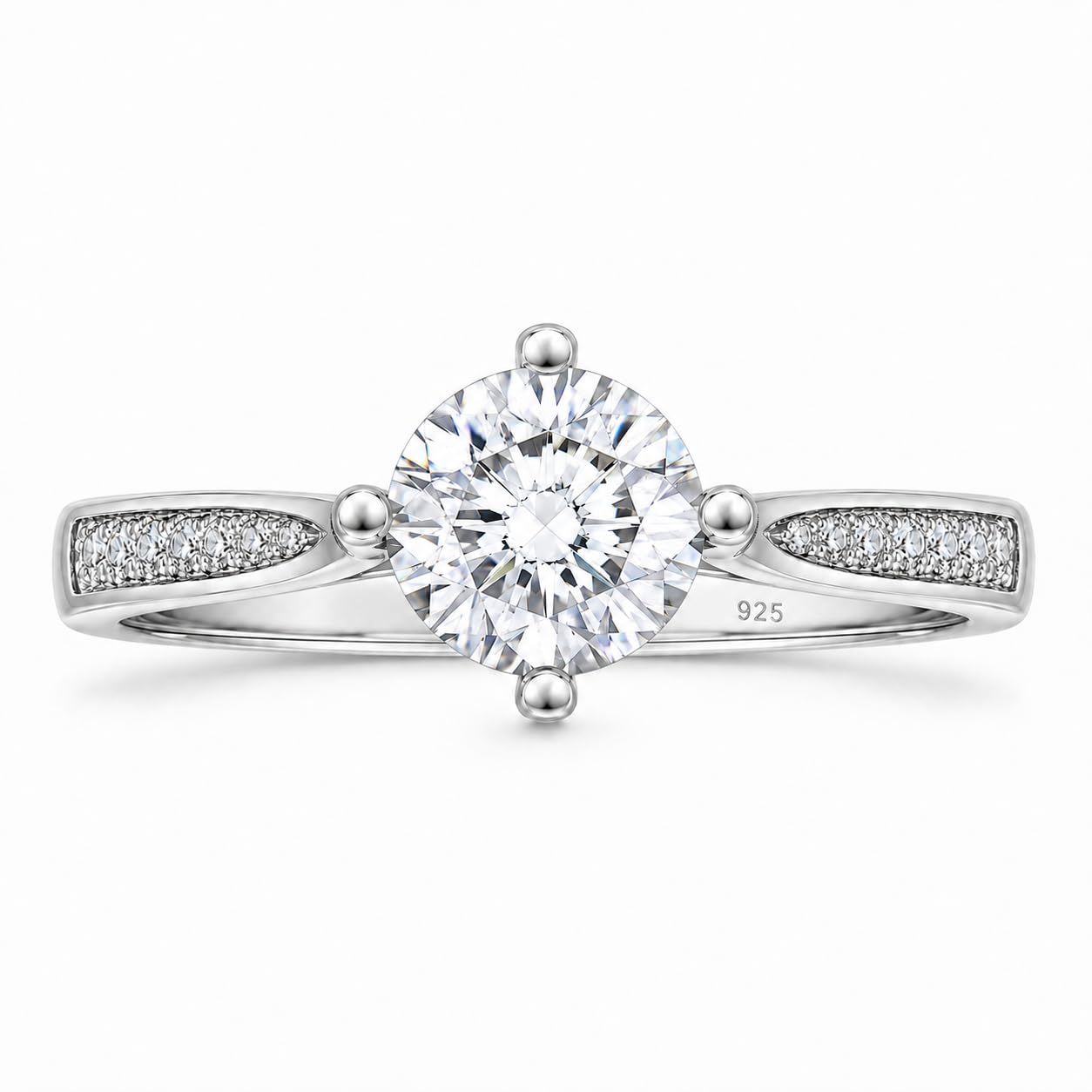 Moissanite Ring für Frauen Damen, engagement ring，verlobungsring | 1ct D Farbe VVS1 Klarheit Brillante，925 Sterling Silber Runde Schliff 18K Weißgold überzogen Versprechen Ringe für Frauen
