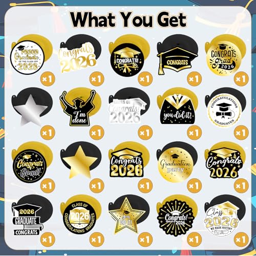 Image of 40Pcs Graduation Party Hanging Swirl Decorations, Black Glod Class of 2026 Congrats Grad Hanging Swirls Ceiling Decorations for 2026 Graduation Party Decor Supplies
