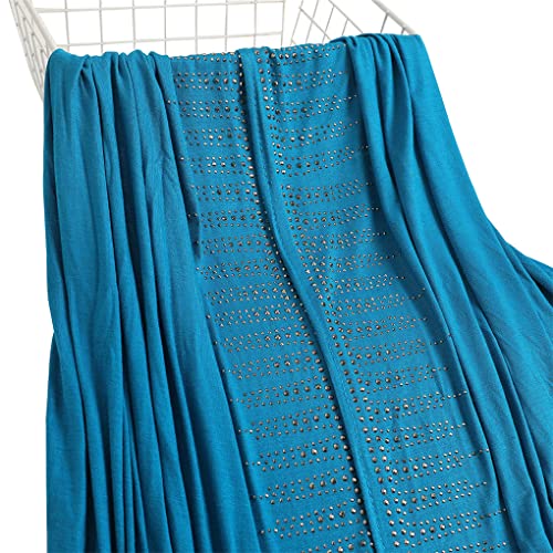 Cotton Jersey Muslim Long Scarf With Rhinestones Headscarf Islamic Hijab Shawl Arabic Rectangular Headwrap2