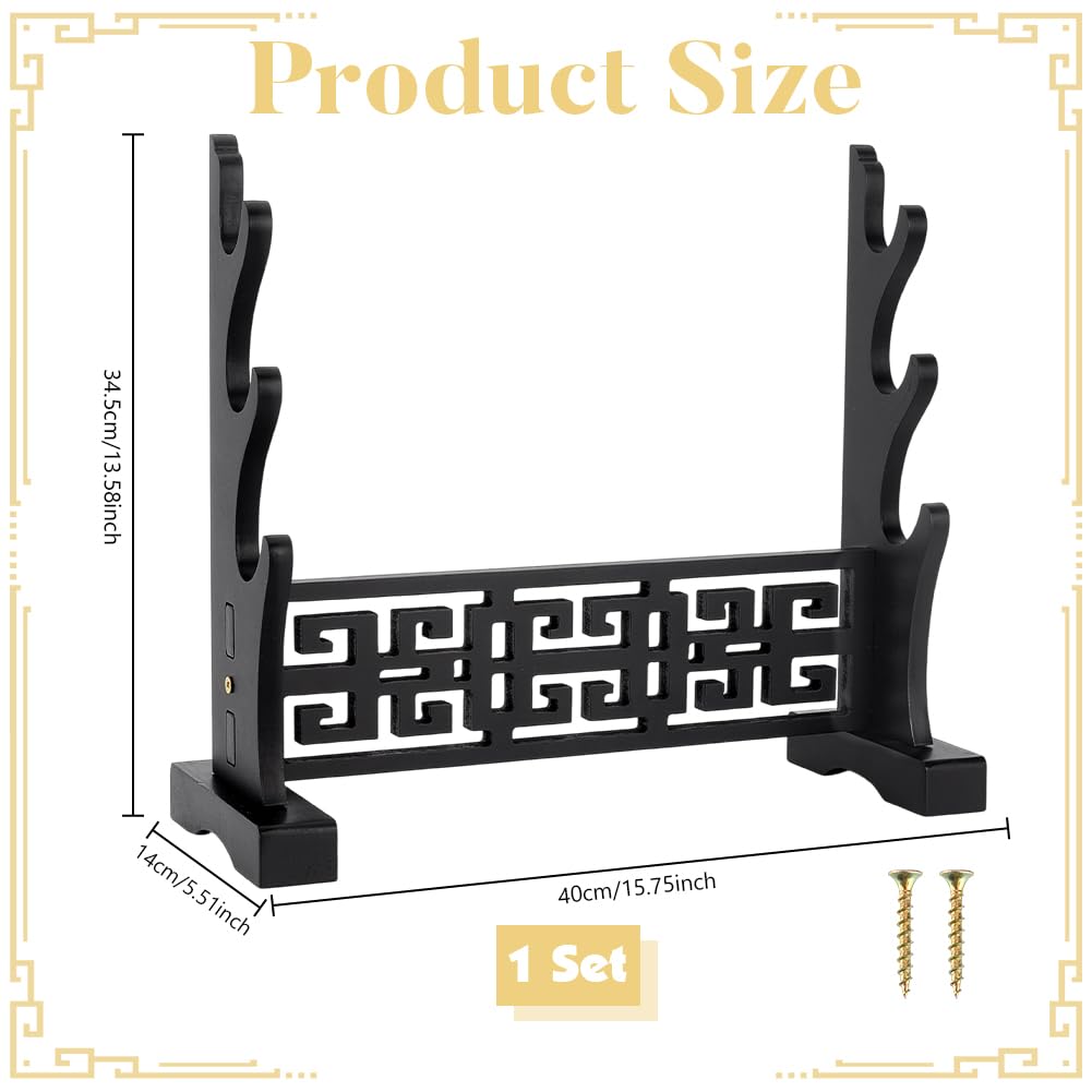 UNICRAFTALE 3 Tier Schwertständer Basis Schwertdisplay Ständer Schwarz MDF Katana Ständer Holzständer Samuraischwerter Halterung Cosplay Ständers Schwerthalterung für Lichtschwerter 40x14x34.5cm