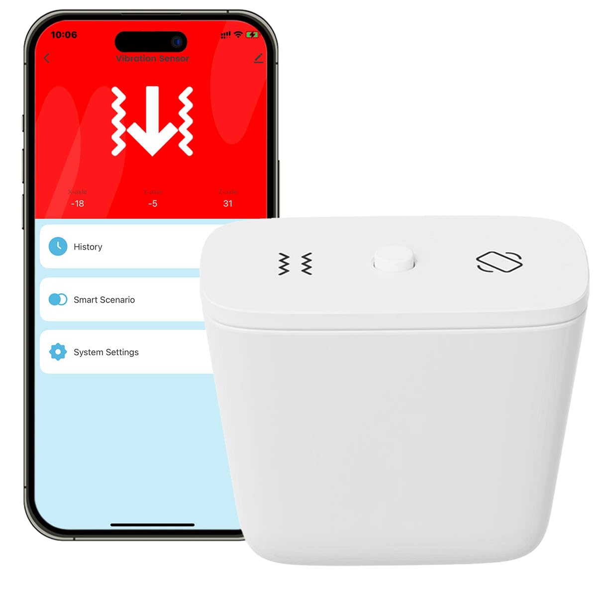 Capteur vibration Zigbee miniature pour sécuriser les fenêtres et bris de glace de la véranda