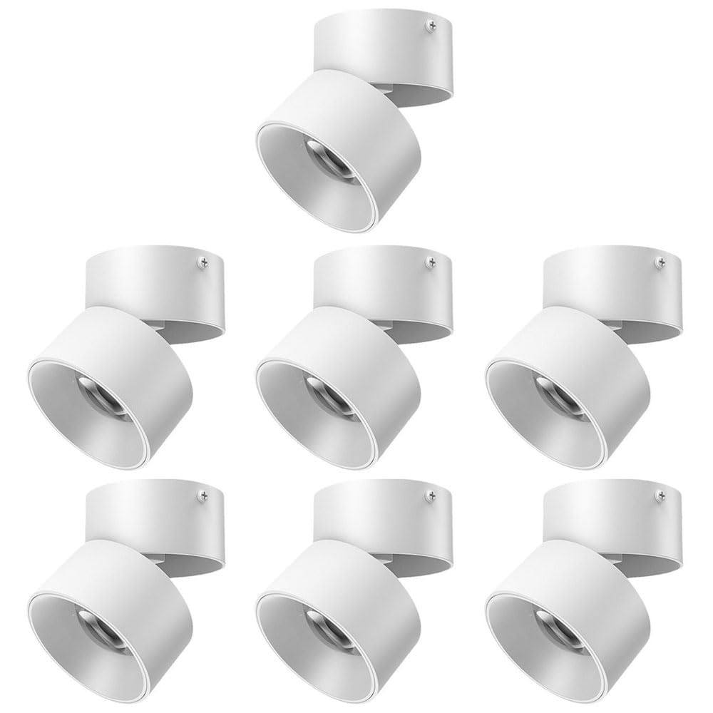 Aioneer 7 Pcs 3000K/4000K/6000K Adjustable Downlight, 12W Adjustable Indoor Directional Spotlight Fixtures, Led Dimmable Ceiling Spotlight For Room Living Hallway Gallery Art Light