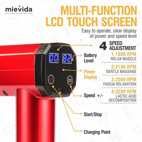 Mievida Fit General Ex Portable Electric Body Massage Gun | Deep tissue tissue massage machine for relief from whole body pain and stress. 6 wireless, reconstructed, cool hand with special heads Mievida Fit General Ex Portable Electric Body Massage Gun | Deep tissue tissue massage machine for relief from whole body pain and stress. 6 wireless, reconstructed, cool hand with special heads
