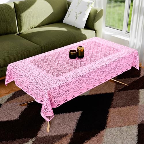 Kuber Industries Nappe de table centrale | 101,6 x 152,4 cm | Housse de protection pour table basse | Imprimé en zigzag | CTC | Rose