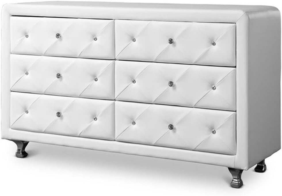 Baxton Studio Luminescence Wood Contemporary Upholstered Dresser, White