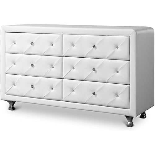 Baxton Studio Luminescence Wood Contemporary Upholstered Dresser, White
