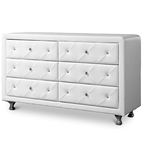 Baxton Studio Luminescence Wood Contemporary Upholstered Dresser, White