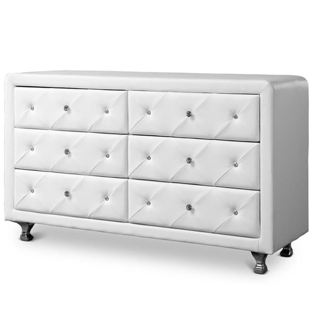 Baxton Studio Luminescence Wood Contemporary Upholstered Dresser, White