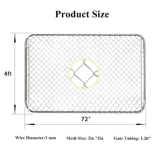 Hittite Adjustable Chain Link Fence Gate Kit, Anti-Rust Outdoor Garden Fence Gate, Heavy Duty Pedestrian Gate Walking Fence Gate For Residential,Outdoor,Yard,Patio,Entry Way, 26"-72" Wide X 4' High #TOP2
